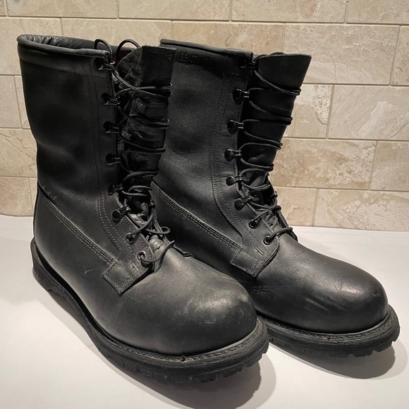 Rocky Mens 13.5R Insulated Leather Combat Military Boots Black Lace Up